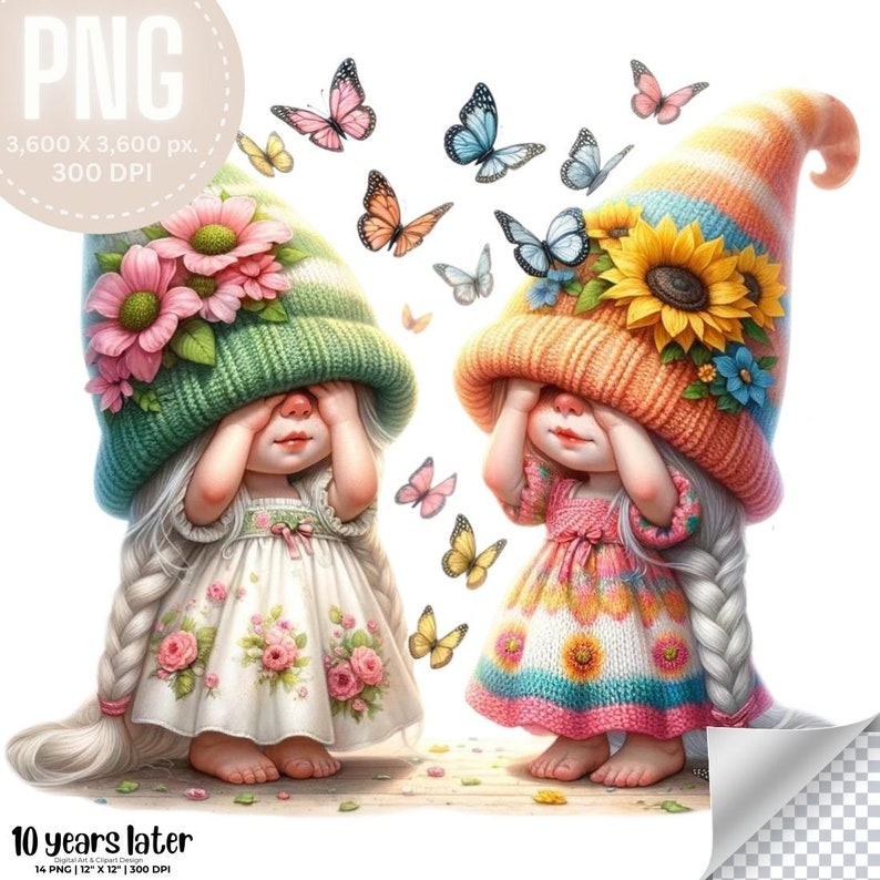 Spring Summer Girl Gnomes Digital Clipart Collection 14 Pngs ...