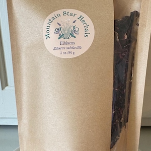 Hibiscus, Hibiscus sabdariffa, 3 oz. (84 g), organically grown & dried for herbal, iced, and spiced teas, compostable bag