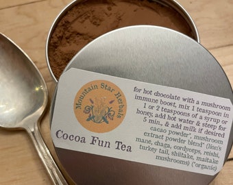 Cocoa Fun Tea - Mushroom Hot Chocolate (cacao powder, mushroom powder), 1 ounce