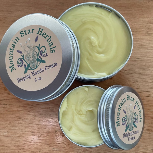 Helping Hands Cream - moisturizing herbal cream for soothing hard-working, helping hands, organic ingredients, small batch, hand cream