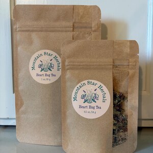 Heart Hug Tea, .5 or 1 oz. loose herbal tea, herbalist formulated, organic (passionflower, hawthorn berry, hibiscus, rose hips)