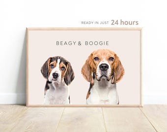 Personalisiertes Tierportrait: Zwei Hunde Portraits (Digitaler Download)