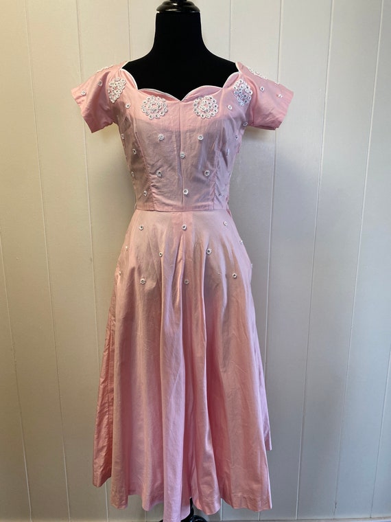 1950s pink with crystal details lovely dress