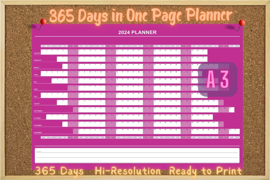 365 Days in One Page Planer 2024 A3 - Etsy.de