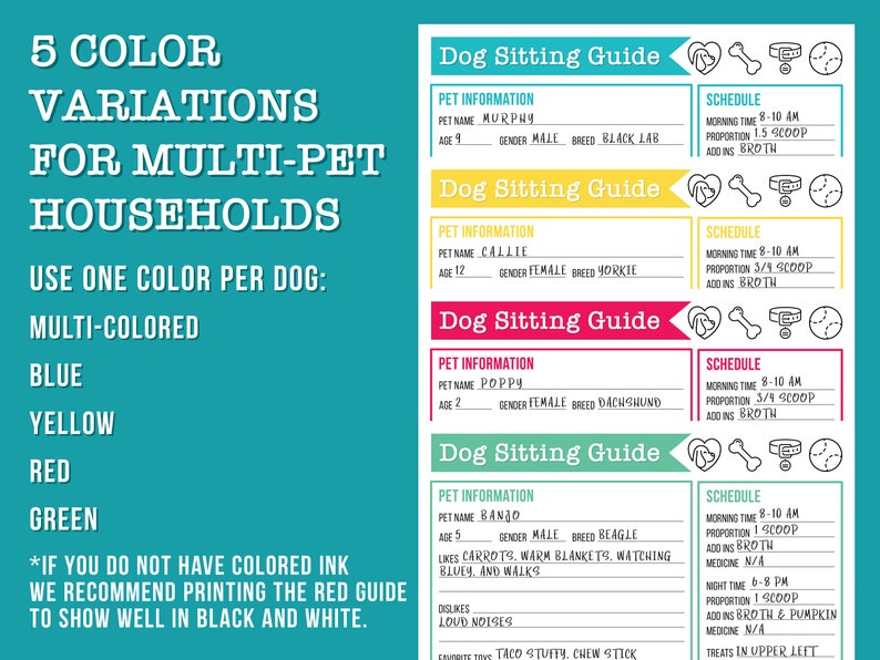 Dog Sitters Guide - Pet Care, Instructions, Notes, and More - Digital ...