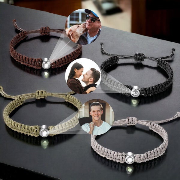 Projection Photo Bracelet Handmade • Valentine's day Gift Mens Boyfriend Picture inside, Personilized for Him Memorial Anniversary Birthday