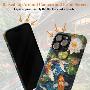 Koi Fish Pond Stained Glass Phone Case, Japanese Garden, Aquatic Phone Case, Lilly Pads image 7