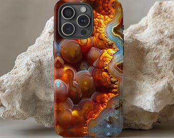 Mexikanischer Feuer Achat Handyhülle, Edelstein Handyhülle, Feueropal, iPhone Pro Max, Samsung Galaxy, Google Pixel