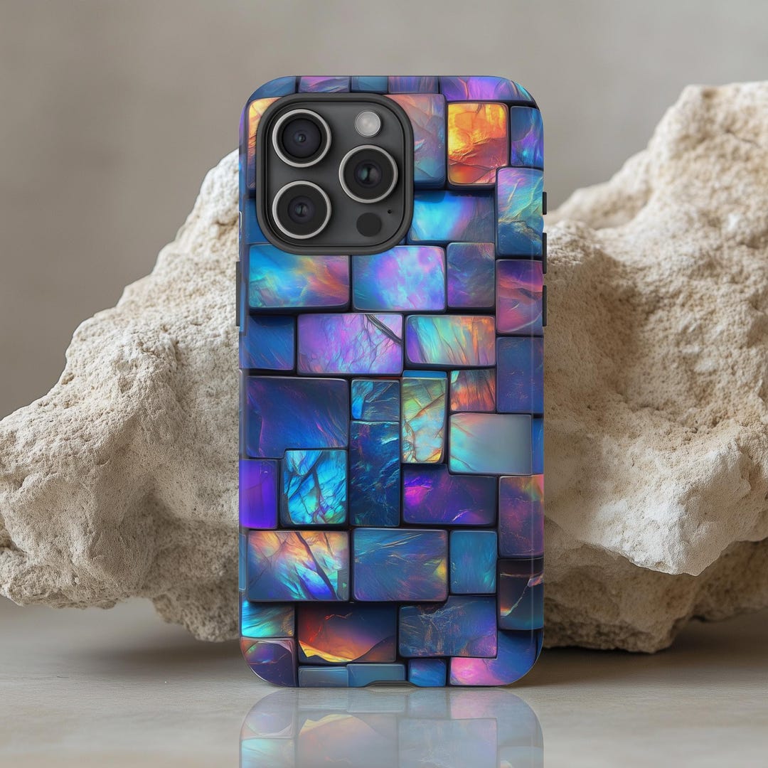 Opal Gemstone Mosaic Tile Phone Case, Crystal Phone Case, Moonstone ...