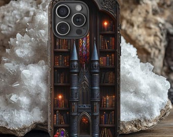 Telefoonhoesje Gothic Cathedral-boekenkast: Dark Academia Fantasy Library
