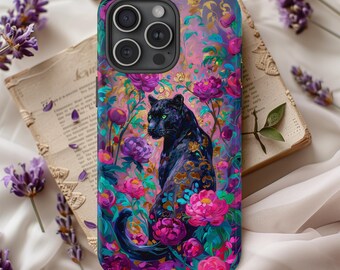 Floral Black Panther Phone Case | Botanical Night Garden Case for iPhone, Samsung and Google