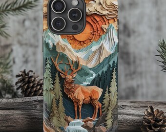 Deer Mountain Phone Case, Hunting Season Gift, Elk Nature Case Design