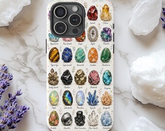 Crystal & Gemstone Guide Phone Case Watercolor Mineral Collection
