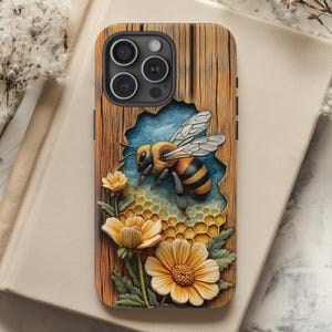 Honey Bee Phone Case, Bugs Design Case, Beekeeper Honeycomb Design, Bumble Bee, Apiculture, iPhone Pro Max, Samsung Galaxy, Google Pixel