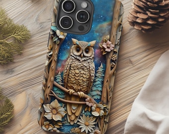 Owl Celestial Forrest Phone Case | Owl Night Sky Phone Case