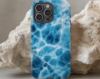 Larimar Gemstone Phone Case, Crystal Geode phone Case, Caribbean Blue Case