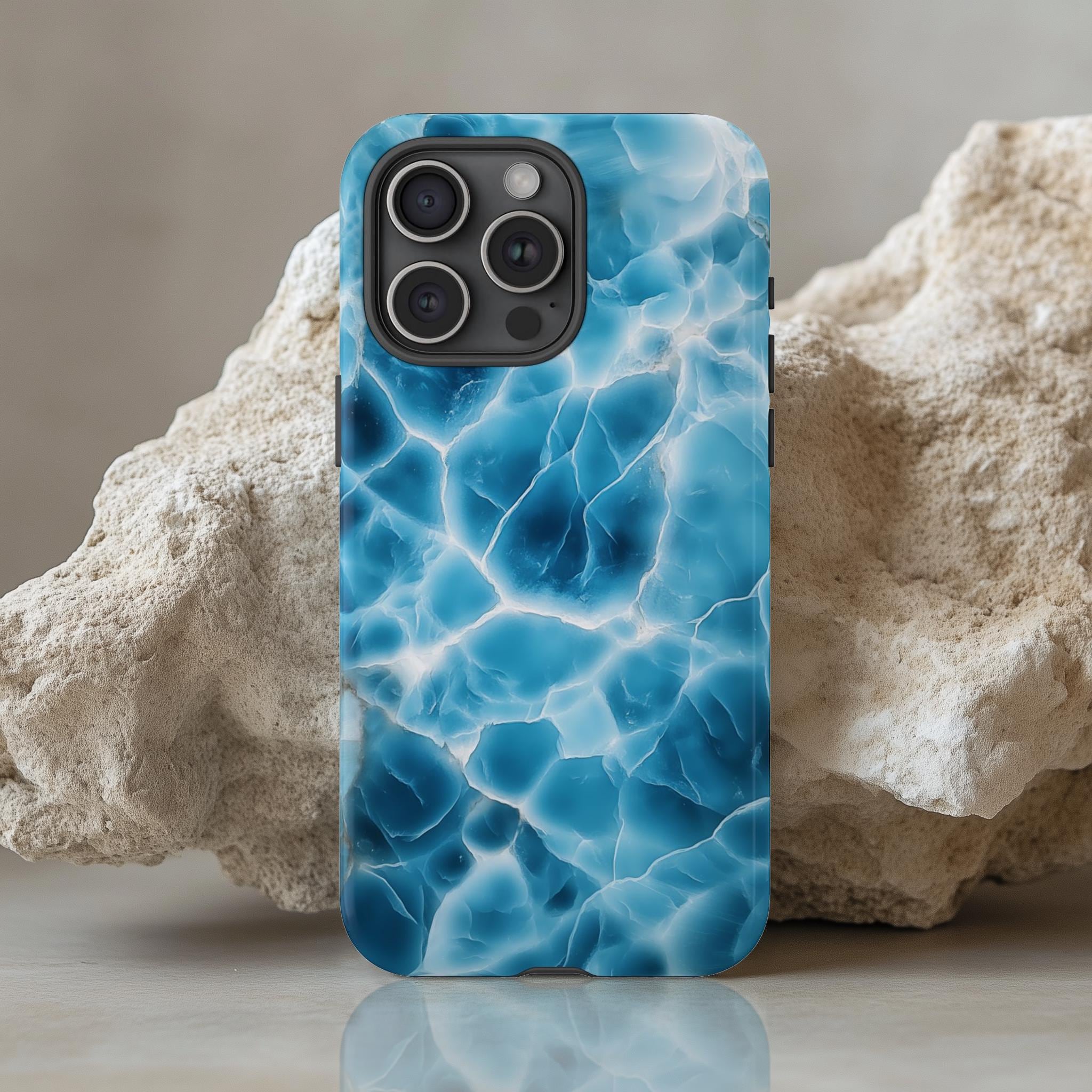 Blue Agate Casery Phone Cases Blue Larimar Gemstone Phone Case