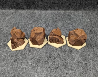 Rock / Boulder Line-of-Sight Tokens for Tabletop Games (Set of 4)