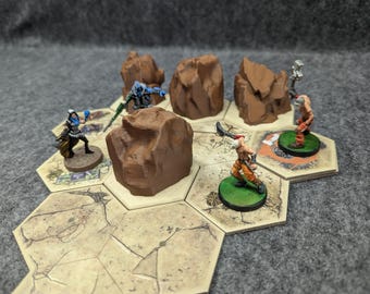 Rock / Boulder Line-of-Sight Tokens for Tabletop Games (Set of 8)