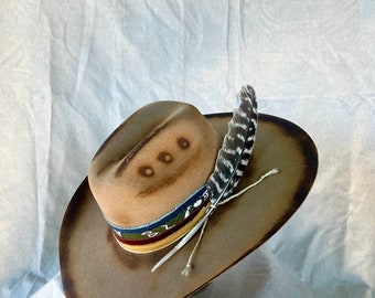 Rambler - custom burned wool felt cowboy hat (Size 6 7/8)