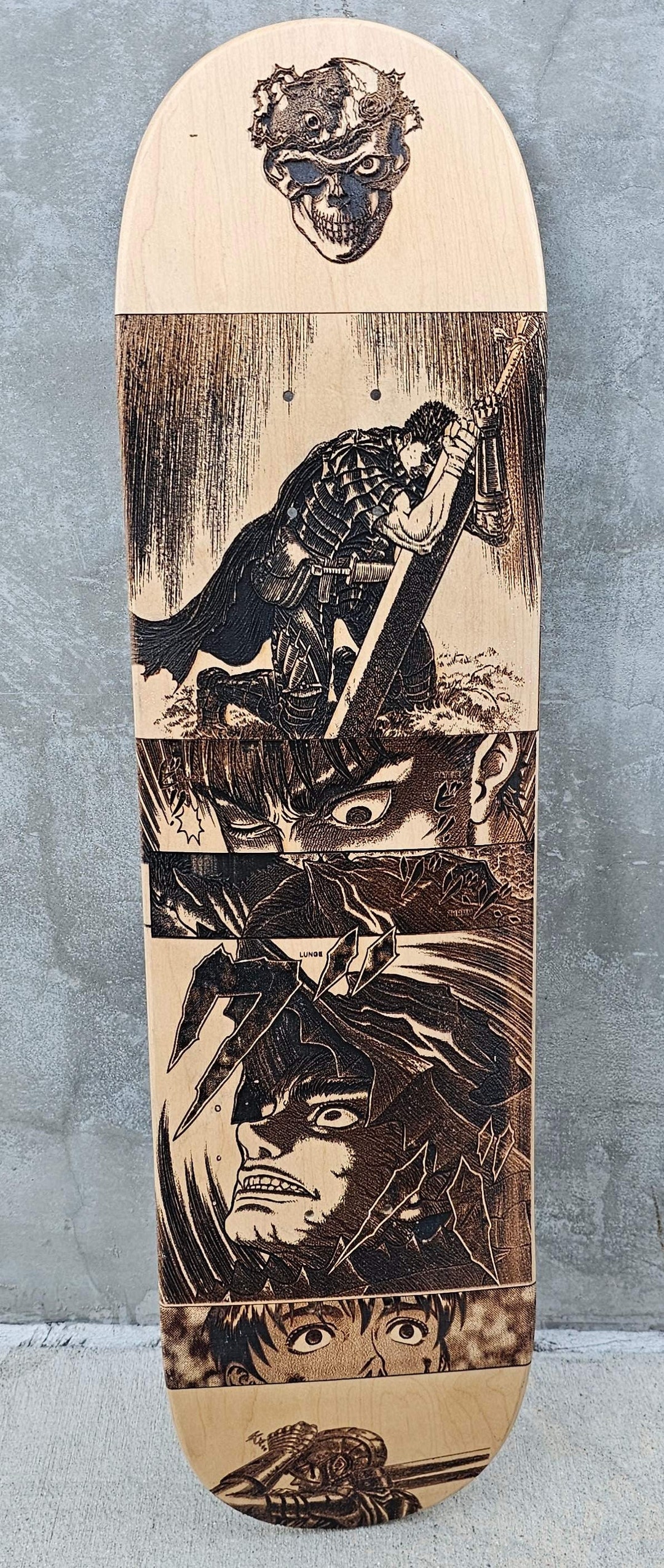 Berserk Manga Skateboard Art - Laser Engraved Skate Deck, Guts
