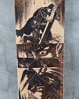Berserk Manga Skateboard Art - Laser Engraved Skate Deck, Guts