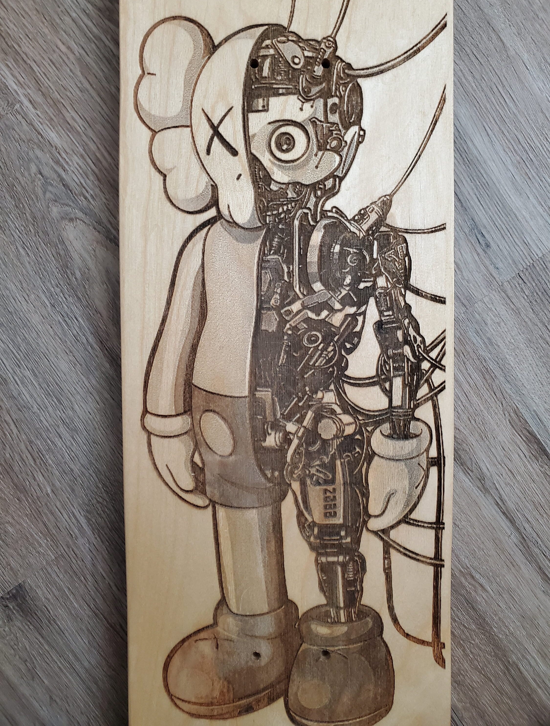 Kaws Robot Laser Engraved Skateboard Wall Art Deck Rare Find