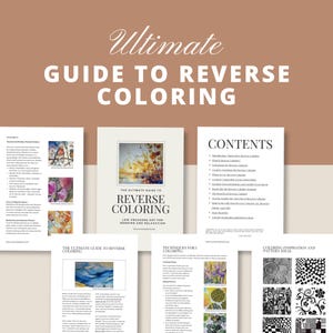 Könnte beinhalten: Ein Leitfaden für Reverse Coloring, eine entspannende Kunstform für Verbindung und Entspannung. Der Leitfaden enthält Techniken für das Einfärben mit einer Farbe, Inspirationen für das Einfärben und Musterideen sowie die Vorteile des Reverse Coloring.