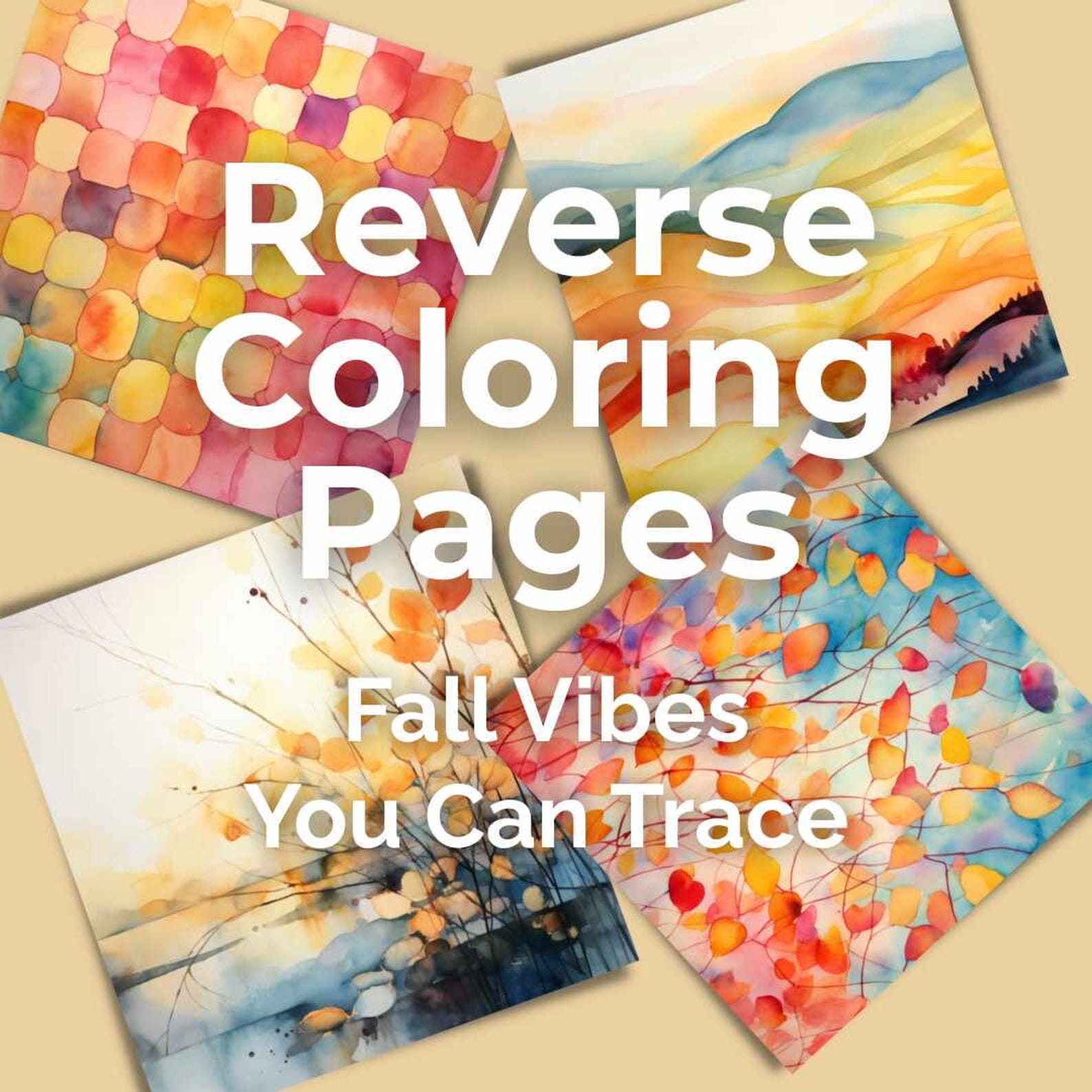 Fall Watercolor Reverse Coloring Pages: Relaxing Art Activity (PDF ...