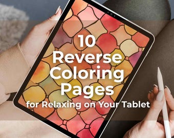 Fall Reverse Coloring Pages: Tablet Doodling PNGs (Digital Download)