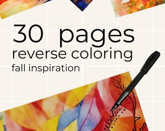 Kleurboek omgekeerd herfst: aquarelontwerpen, ontspannende kunst (pdf-download, 30 pagina's)
