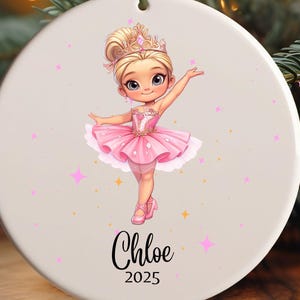 Ballerina Ornament, Custom Pink Ballerina Ornament, 2025 Ballet Ornament, Custom Gift for Ballerina, Girl&#39;s Christmas Ornament, Pink Dancer