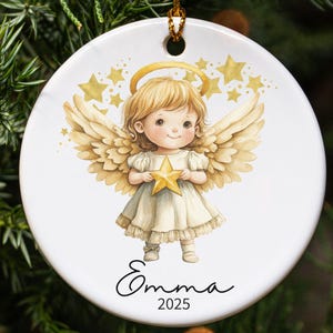 Angel Ornament, Personalized Angel Christmas Ornament: Custom Baby Keepsake
