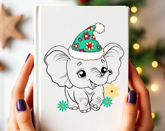Cute White Elephant Boho Hat Journal, White Elephant Gift Exchange, White Elephant Flower Power Notebook, Best White Elephant Gift