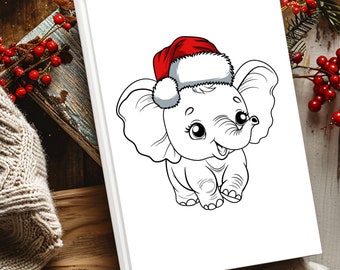 Cute White Elephant Santa Hat Journal, White Elephant Gift Exchange, White Elephant Santa Notebook, Best White Elephant Gift, Holiday Gift