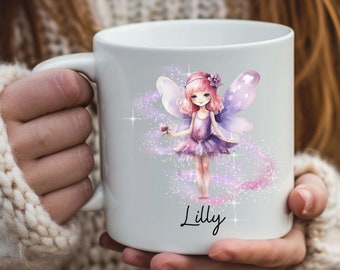 Custom Purple Fairy Mug, Personalized Fairy Coffee Mug, Fairy Coffee Cup, Fairy Tea Cup, Little Girl Fairy Mug, Custom  Mug, Girl's Gift