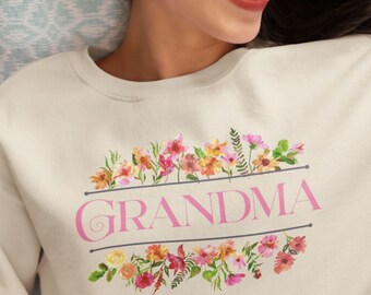 Grandma Flower Sweatshirt: Floral Spring Crewneck Gift
