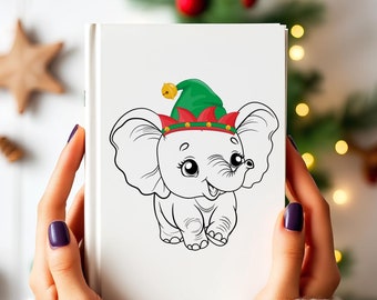 Cute White Elephant Elf Hat Journal, White Elephant Gift Exchange, White Elephant Notebook, Best White Elephant Gift, Holiday Gift
