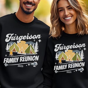 Family Reunion Shirts 2025 Camping Sweatshirt Custom Black Hoodie Family Vacation Group Event Personalized Matching Outfit Family Gift