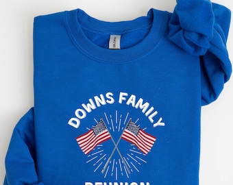 Custom Personalized Family Reunion Sweatshirt, Matching Family Apparel, Patriotic Americana Custom Sweatshirt, Flag Family Shirt