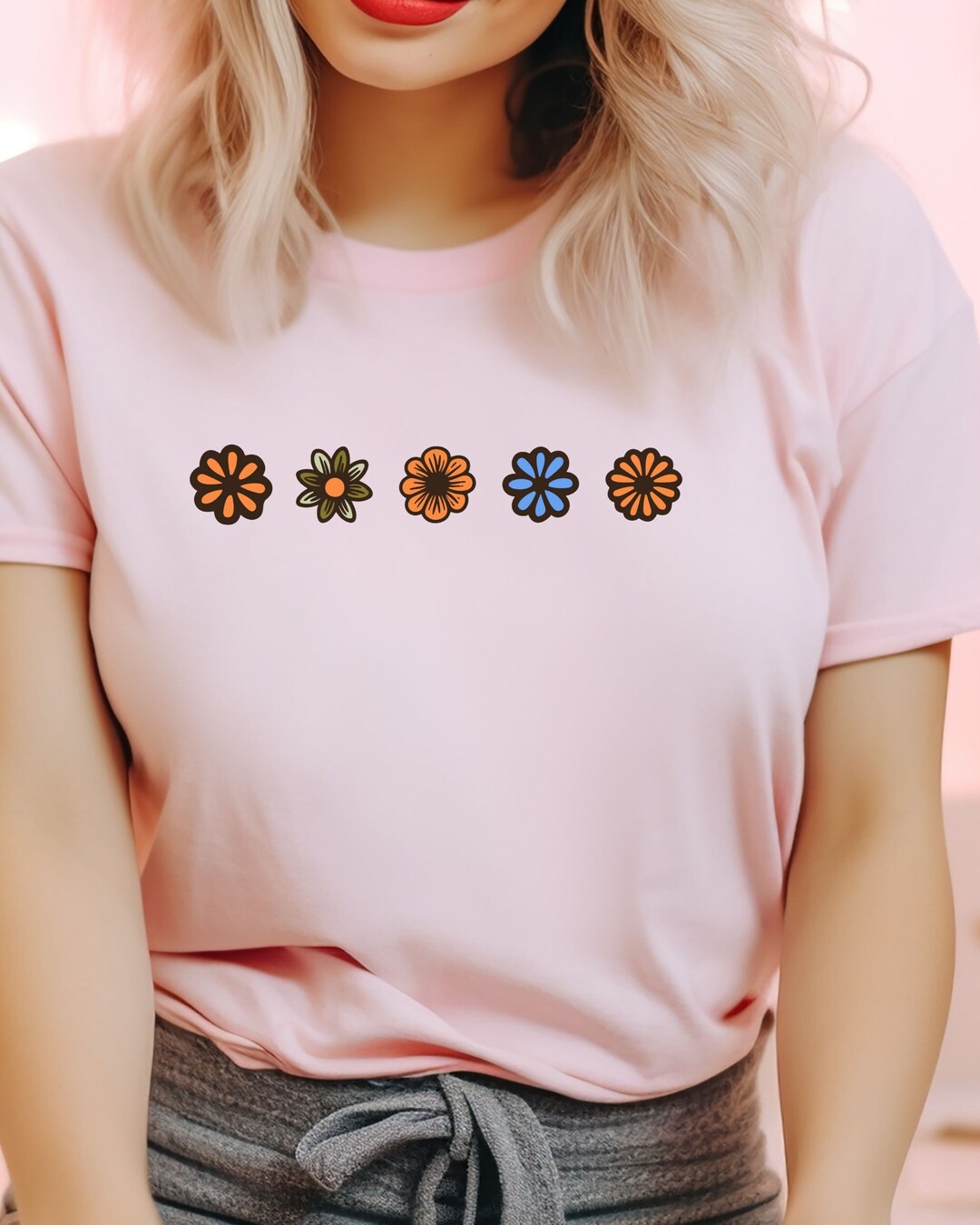 Women Summer Vintage Flower 100%Cotton Shirt