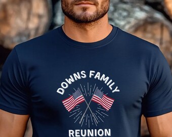 Custom Patriotic Family T-Shirt, Cotton Graphic Family Reunion Shirt, American Flag Shirt, Americana Matching Family Tee