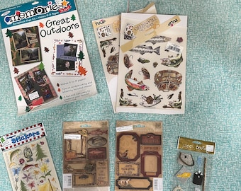 Vintage Hunting, Fishing and Camping Stickers and Scrapbooking Embellishments