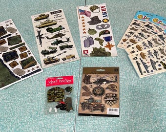 Vintage Military Scrapbooking and Sticker Supplies, Army Stickers, USA Proud, Air Force, Navy Stickers, US Army