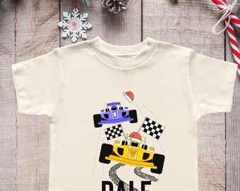 Custom Toddler Race Car T-shirt, Personalized Kid's T-Shirt, Cute Custom Red Race Car Shirt, Race Car Gift for Christmas, Toddler Racing Tee