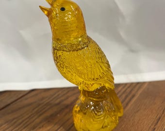 Vintage Avon 1970s Golden Notes Bird Decanter, Moonwind Cologne - Singing Canary, .75 fl. oz.