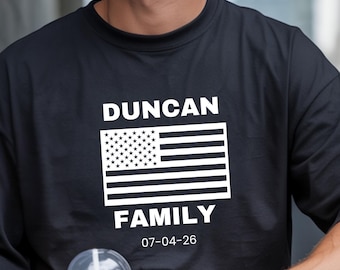 Personalized Family Reunion T Shirt, Custom American Family Apparel, Summer Patriotic Family Vacation Shirts