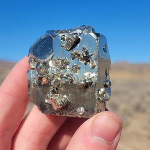 Large Lustrous Cubic Pyrite Cluster  - Natural Raw Pyrite Mineral Specimen from the Huanzala Mine in Peru