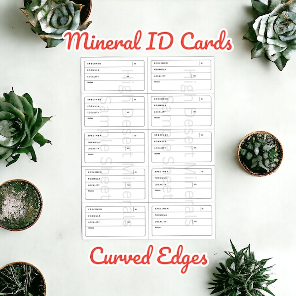 Unlimited Access Mineral Specimen Identification Labels x 10 Per Sheet - Used to Professionally Categorize Minerals, Crystals and Gemstones