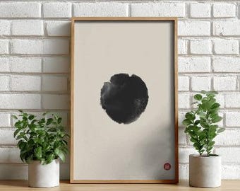 Zen Ink Dot Print | Minimal Asian Wall Art | Korean Brush Style Digital Download